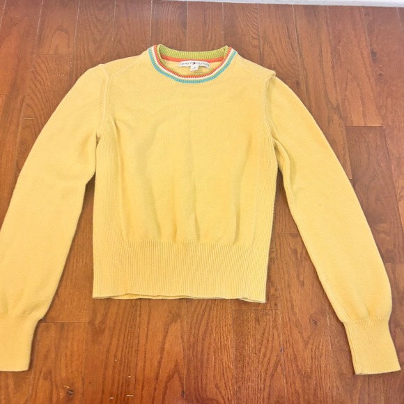 Tommy Hilfiger Sweaters - Tommy Hilfiger Women Yellow Striped Collar Sweater M‎ Made in Japan Spring Cozy